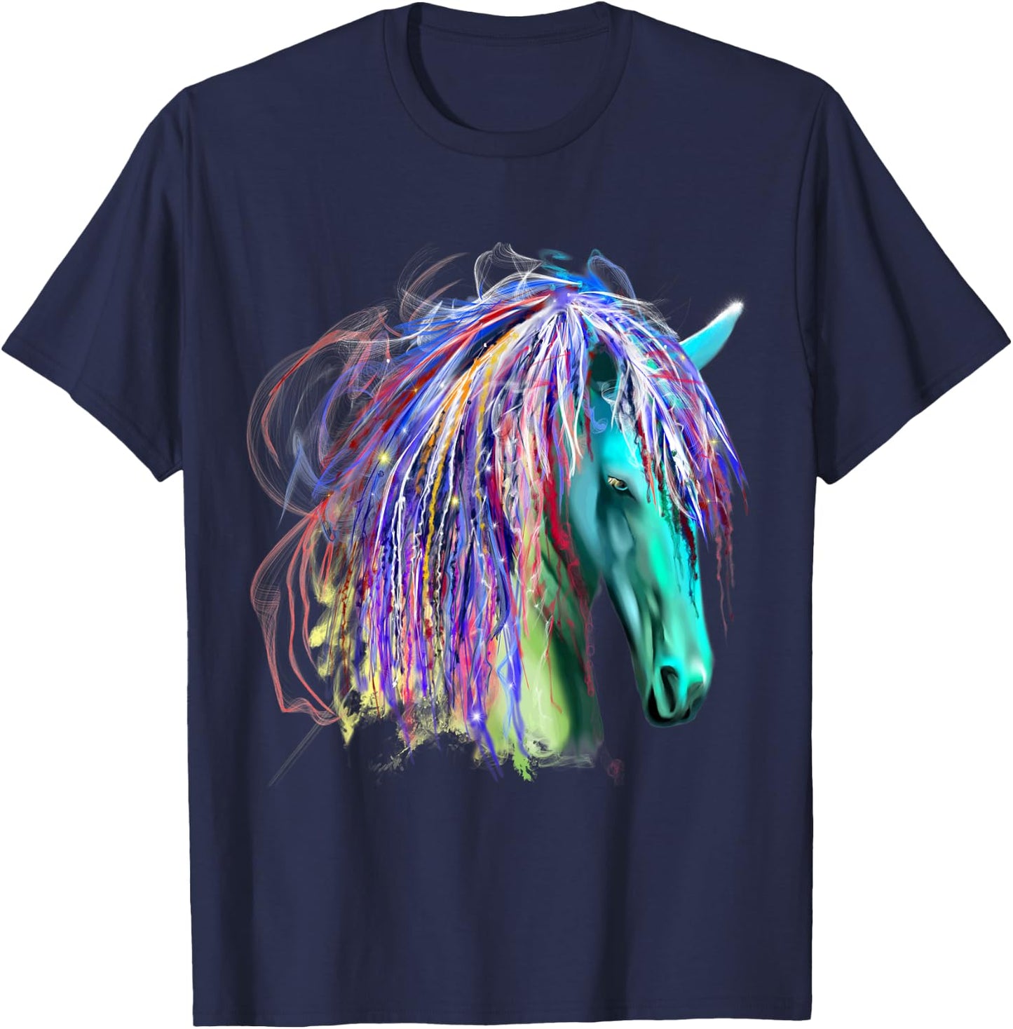 Colorful Rainbow Horse Head Shirt T-Shirt - T-Shirt | Navy