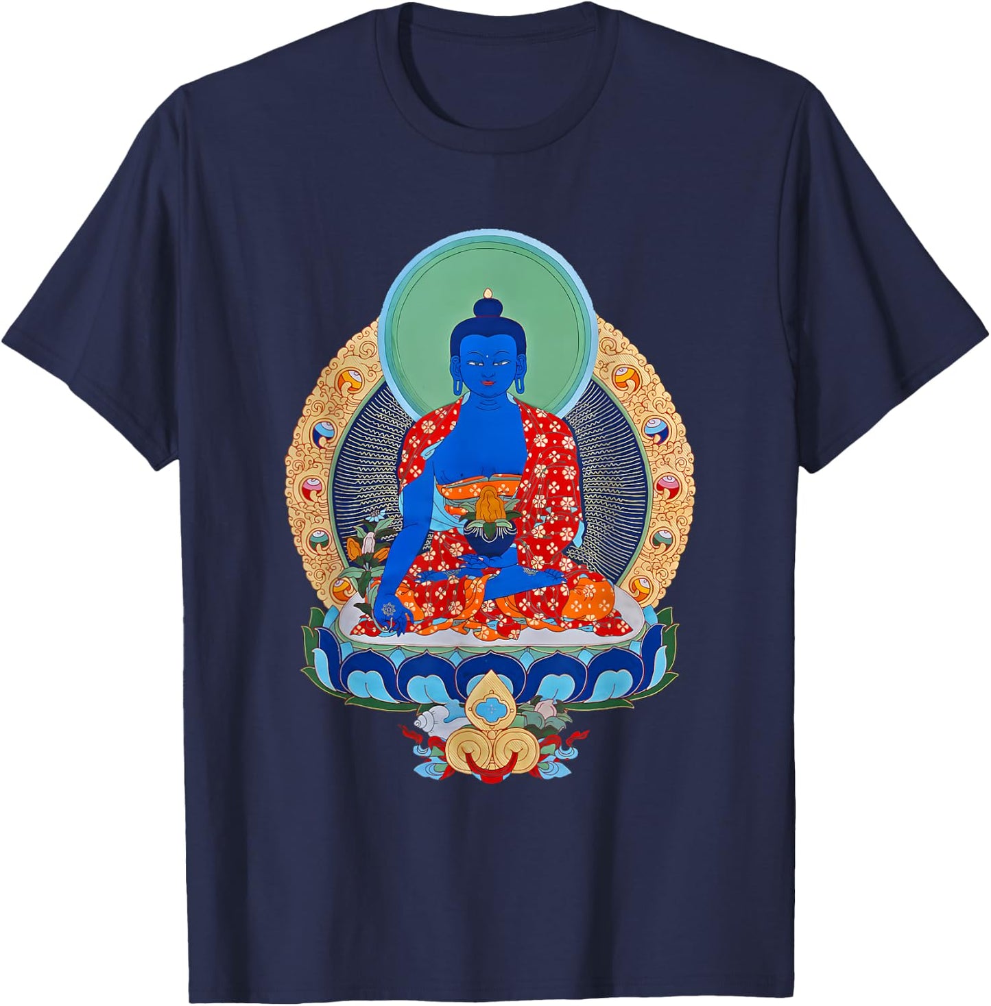 Vajrayana Tibetan Medicine Buddha T-Shirt - T-Shirt | Navy