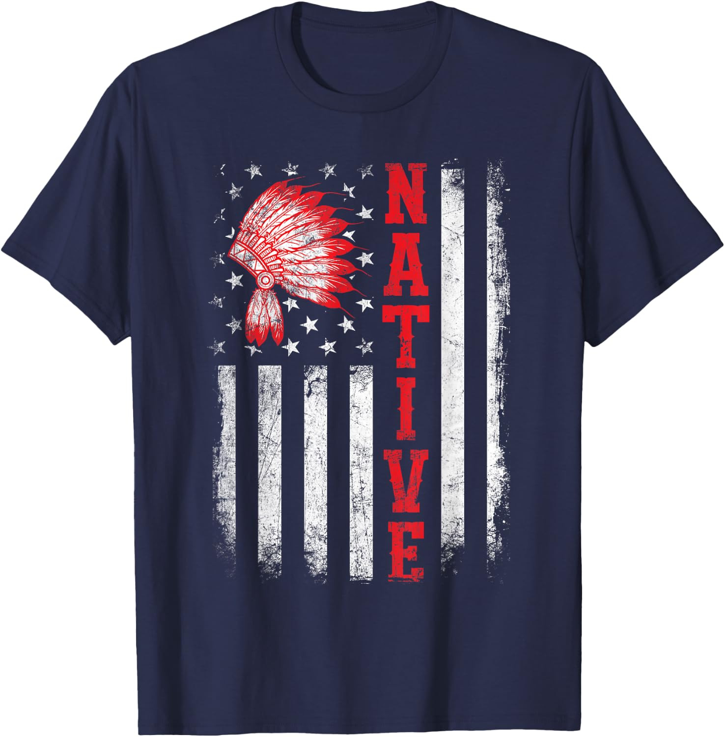 Native - American Day USA Flag Cherokee Indigenous People T-Shirt - T-Shirt | Navy