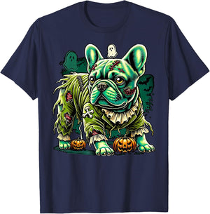 Zombie French Bulldog Halloween Dog Undead Puppy Costume Women T-Shirt - T-Shirt | Navy