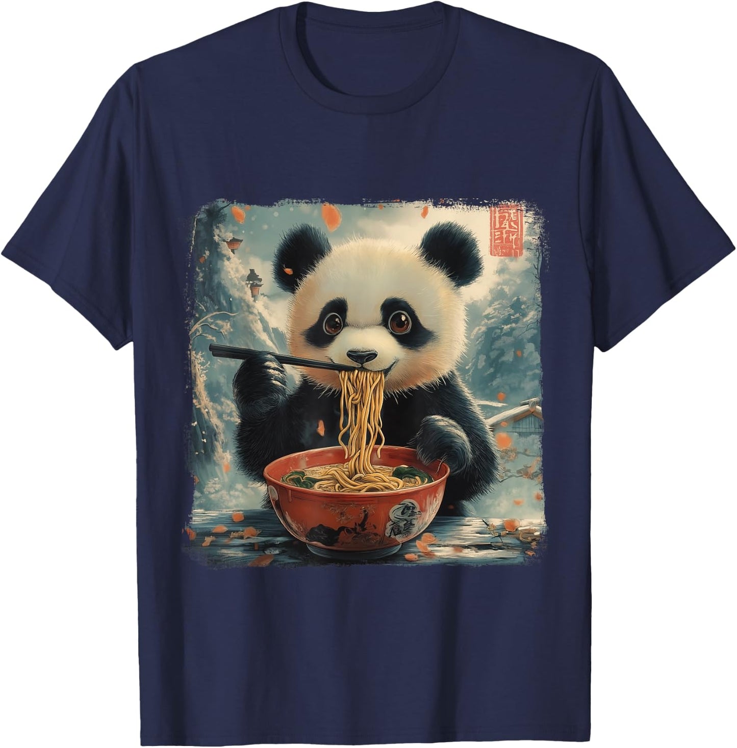 Panda Ramen Japanese Noodle Anime Manga Kawaii Sweet Otter , Black, S T-Shirt - T-Shirt | Navy