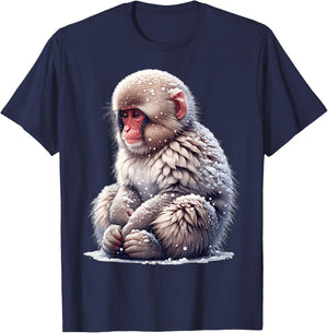 Snow Monkey Design T-Shirt - T-Shirt | Navy