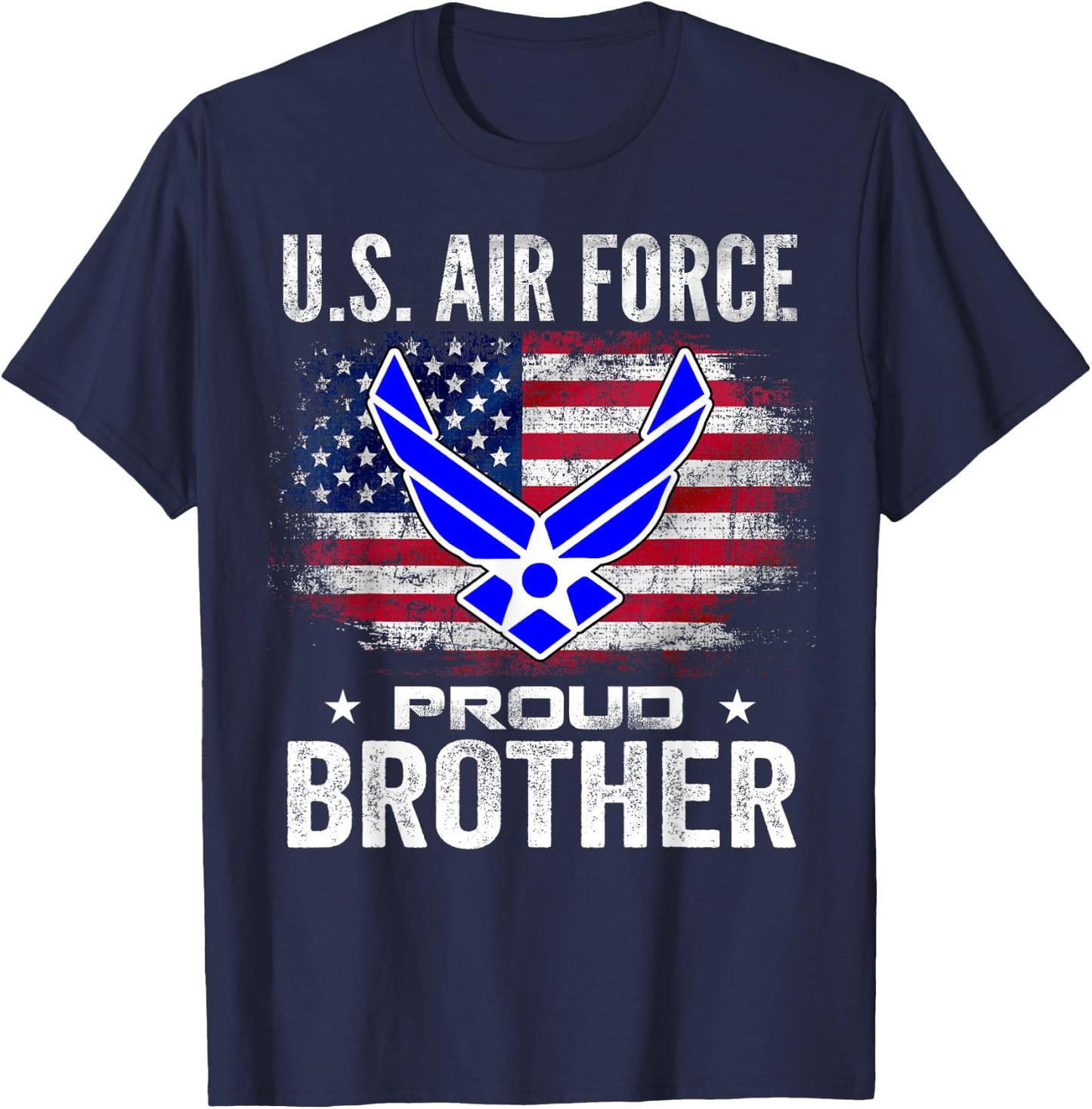 U.S Air Force Proud Brother With American Flag Gift Veteran T-Shirt - T-Shirt | Navy