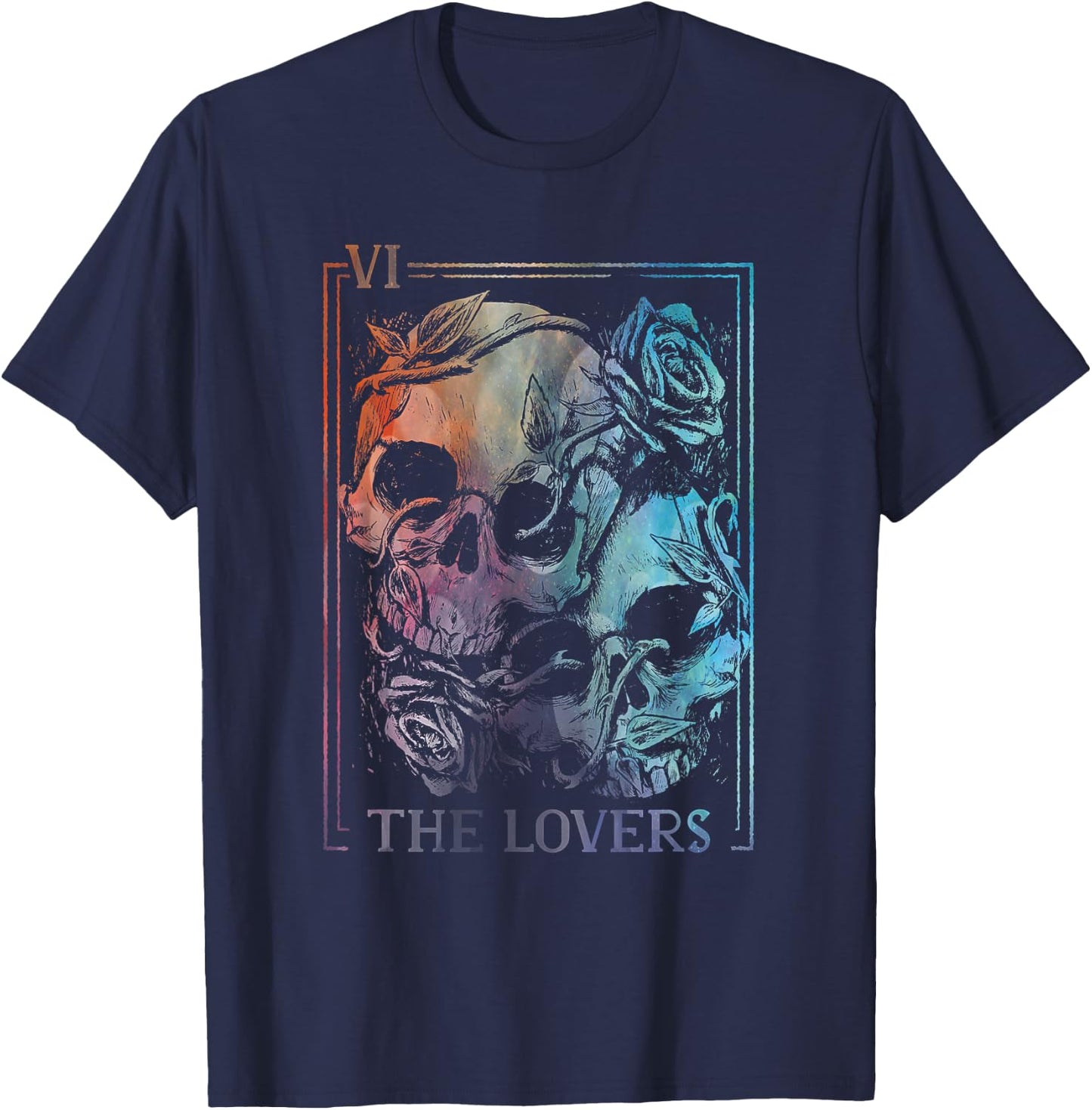 The Lovers Tarot Card Occult Goth Halloween Gothic Soulmate T-Shirt - T-Shirt | Navy