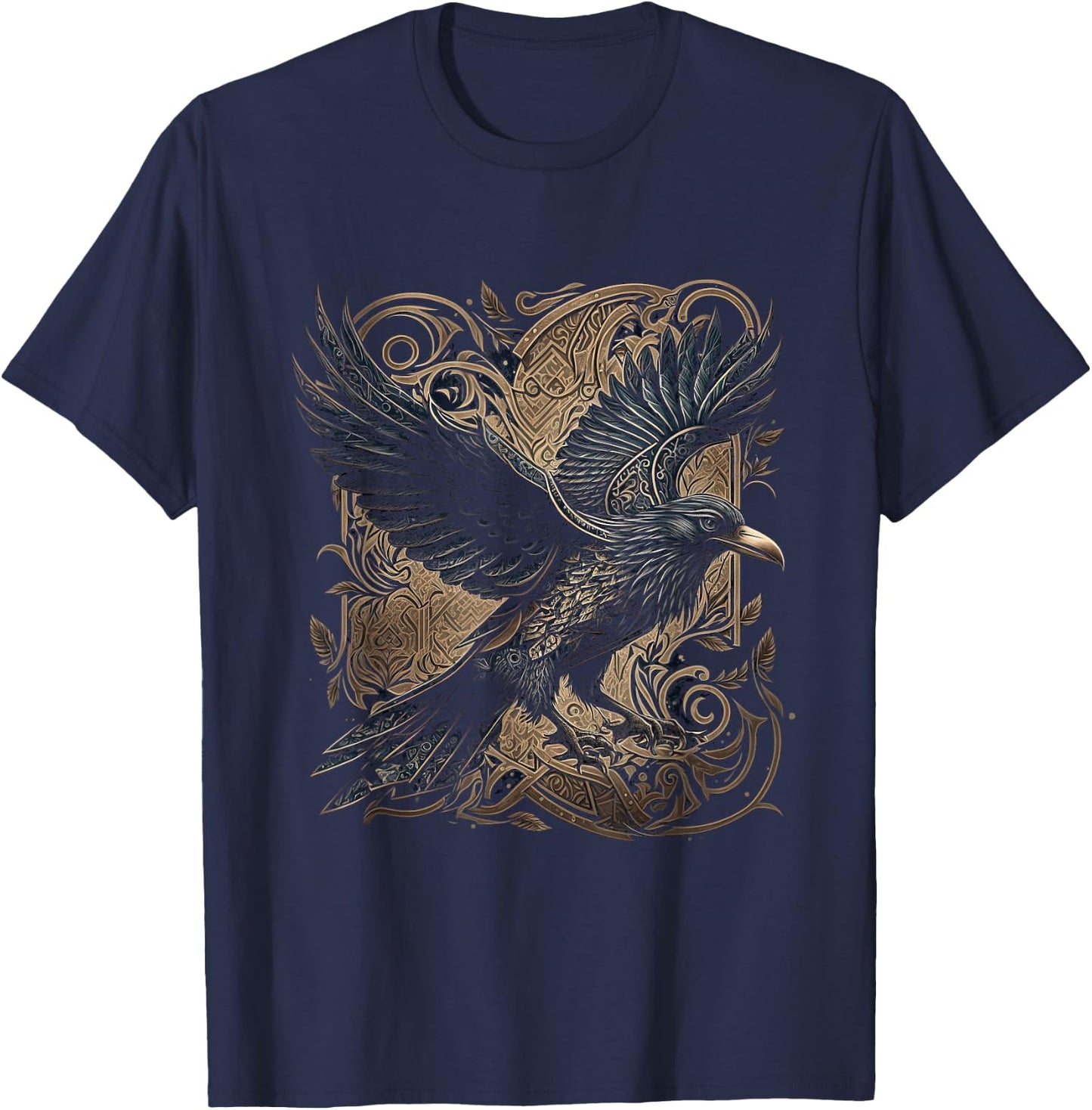 Odin's Raven Viking Valhalla Viking Mythology T-Shirt - T-Shirt | Navy