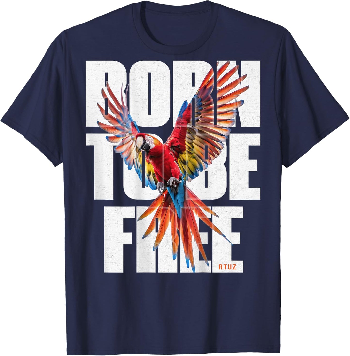 Hip Hop Y2K Vintage Urban Streetwear Backprint Ara Papagei T-Shirt - T-Shirt | Navy