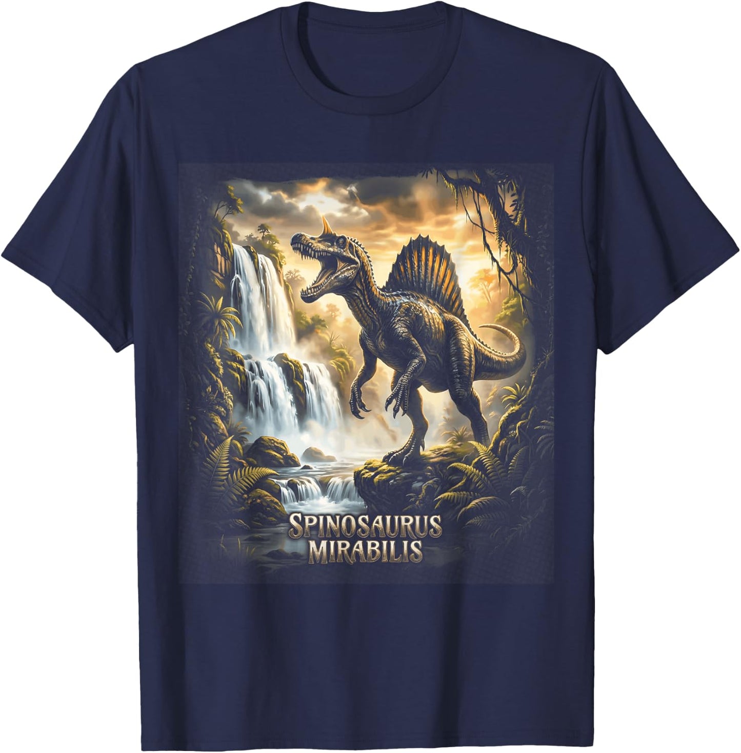 Spinosaurus Mirabilis Prehistoric Dinosaur T-Shirt - T-Shirt | Navy