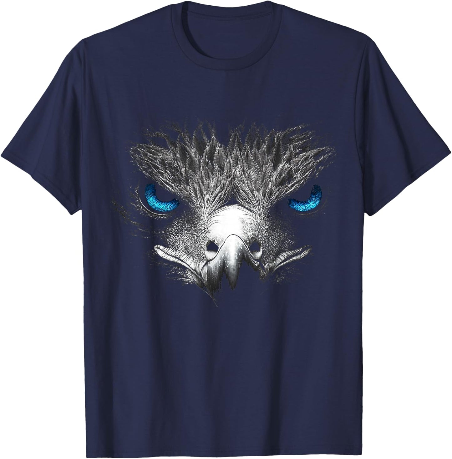 Adler Vogel Grafik Tier Illustration Blaue Augen Adler T-Shirt - T-Shirt | Navy