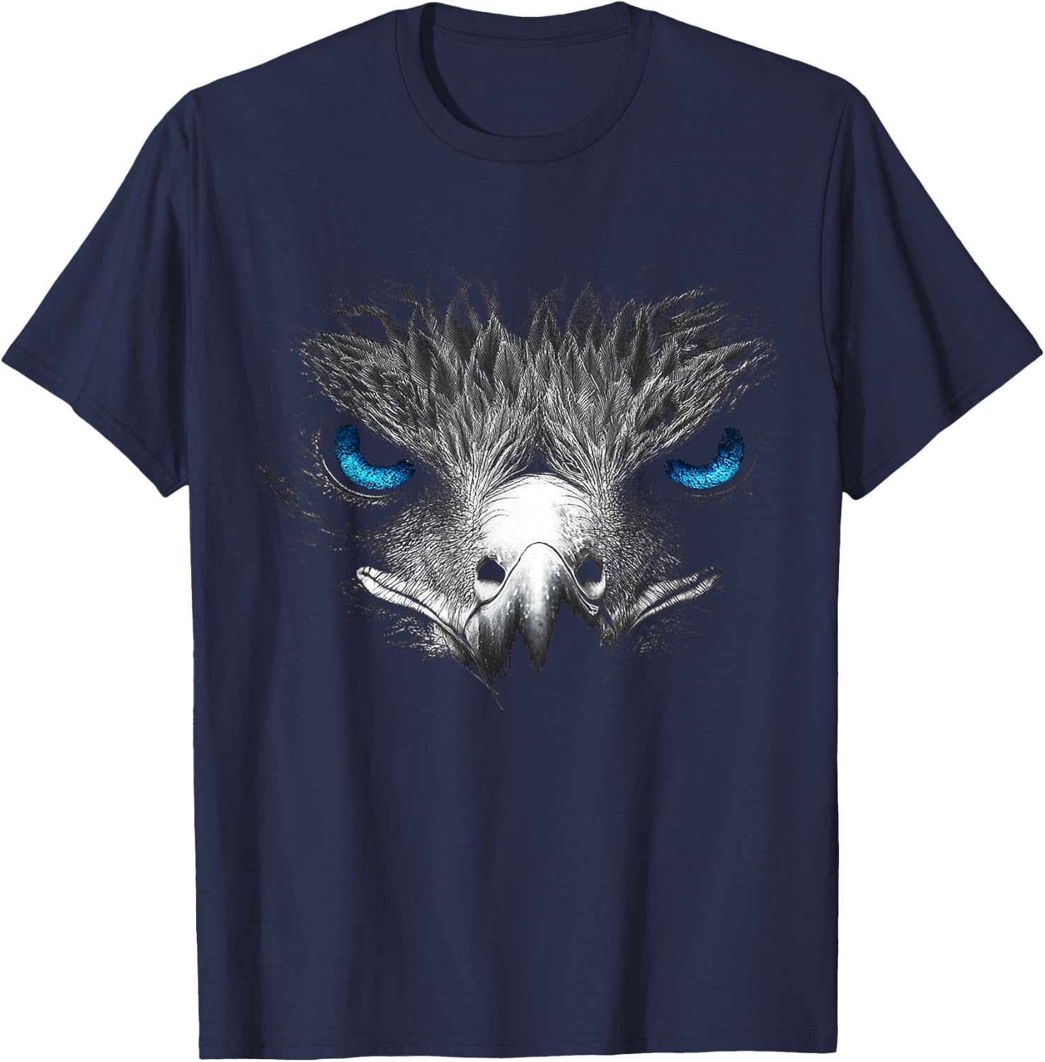 Adler Vogel Grafik Tier Illustration Blaue Augen Adler T-Shirt - T-Shirt | Navy