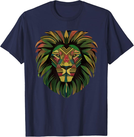Vintage Leo Africa Lion Tribal Sign Kids Birthday Juneteenth T-Shirt - T-Shirt | Navy