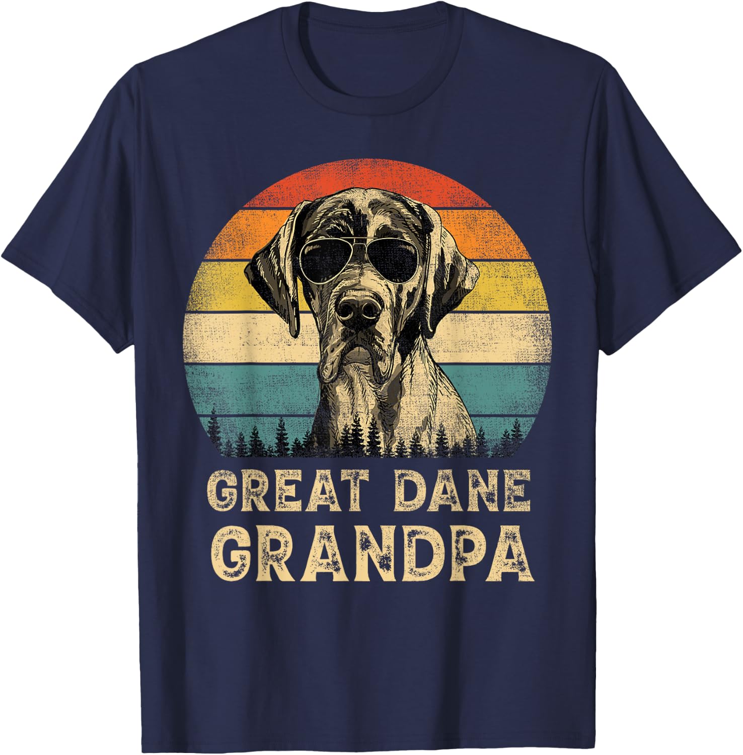 Vintage Great Dane Grandpa Dog Lovers Father's Day T-Shirt - T-Shirt | Navy