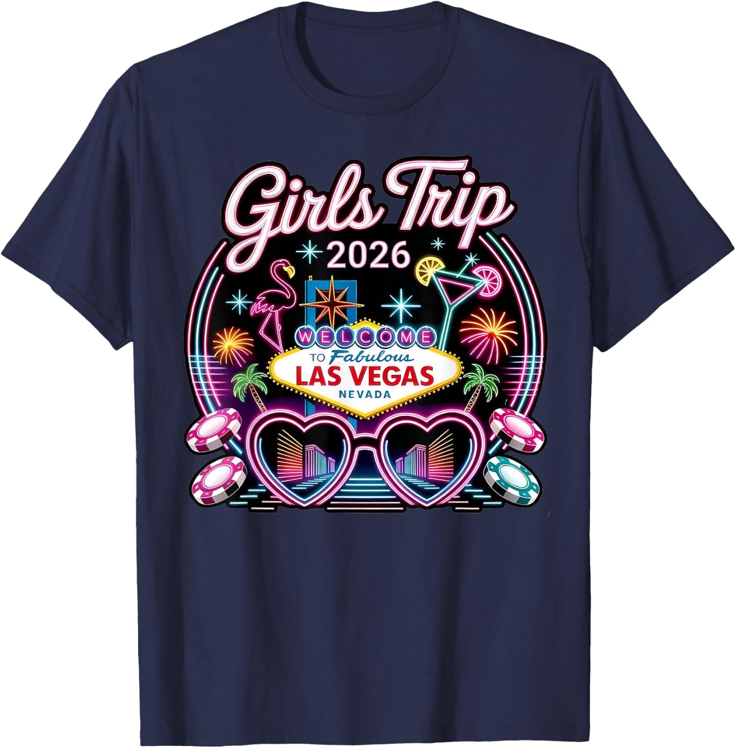 Girls Trip Las Vegas Vacation 2026 Friends Matching T-Shirt - T-Shirt | Navy