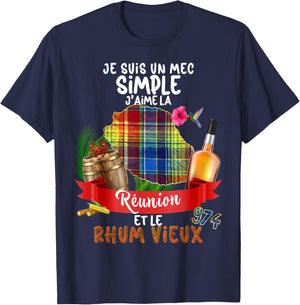 Man Reunion Island Aperitif Rum Old Ti Punch Papa Grandpa , Black, S T-Shirt - T-Shirt | Navy