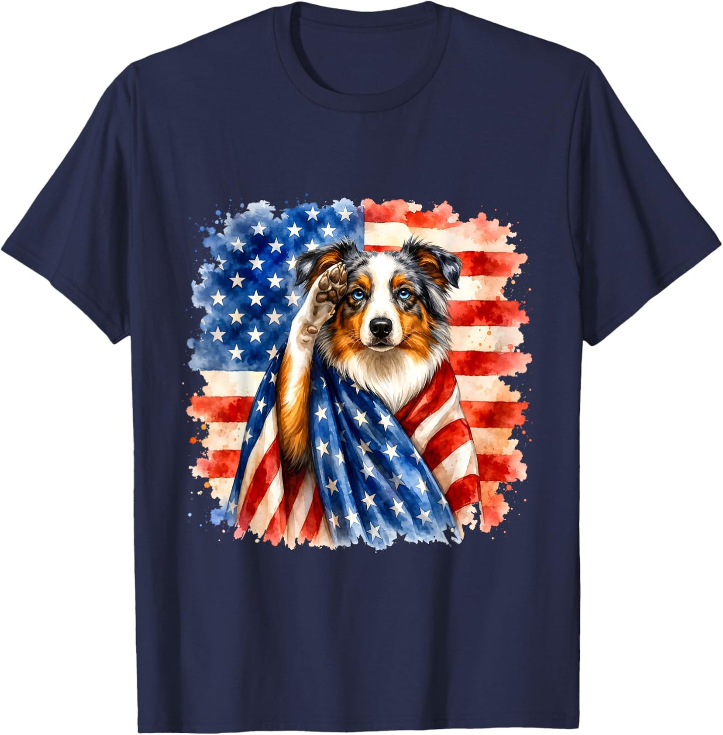 Vintage Australian Shepherd Patriot T-Shirt - T-Shirt | Navy