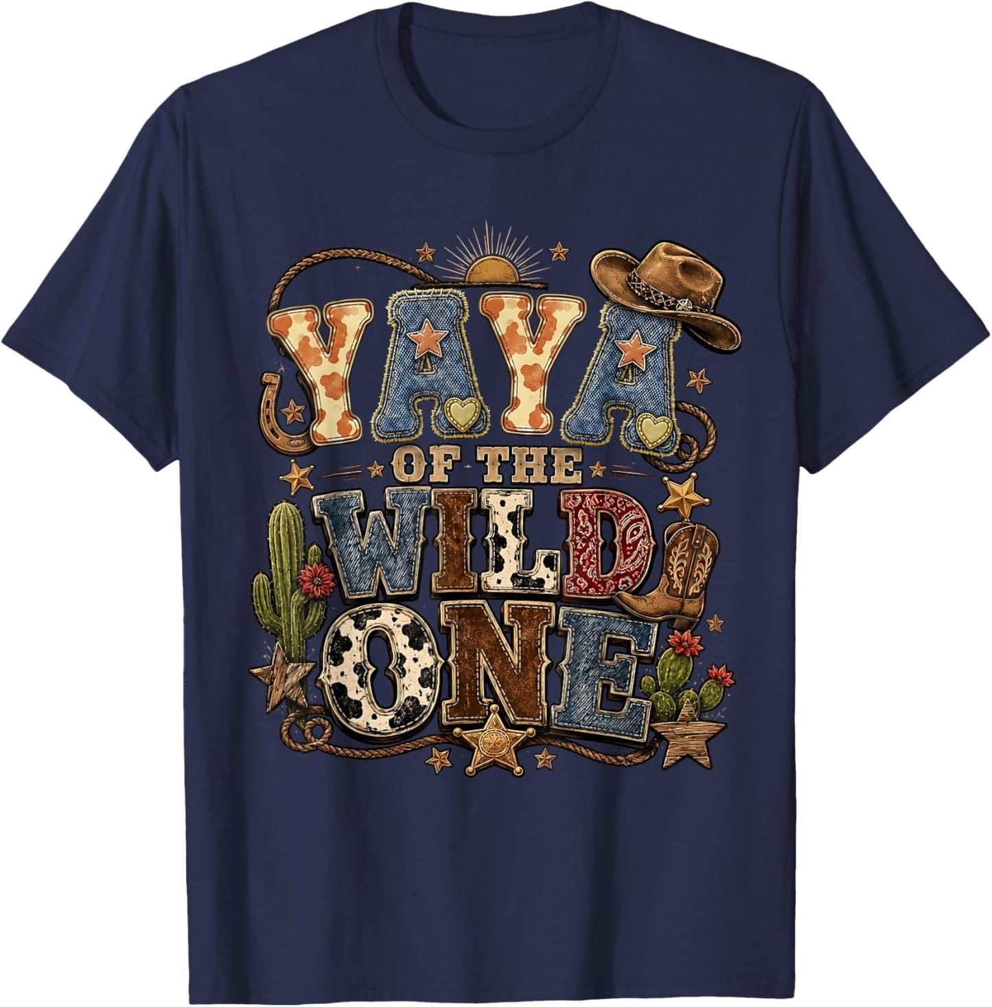 Grandma Yaya of The Wild One Cowboy First Birthday Party T-Shirt - T-Shirt | Navy