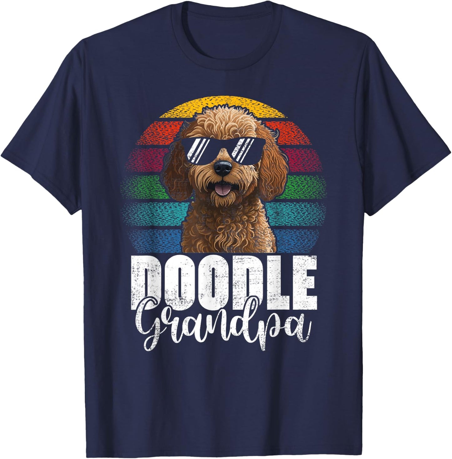 Retro Doodle Grandpa Goldendoodle Dog Lover Fathers Day Men T-Shirt - T-Shirt | Navy