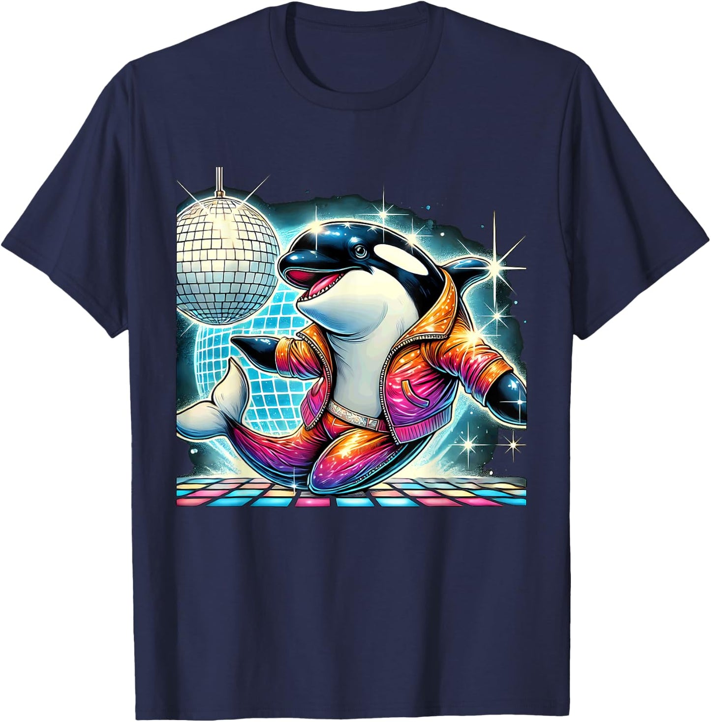 Aesthetic Orca Disco T-Shirt - T-Shirt | Navy
