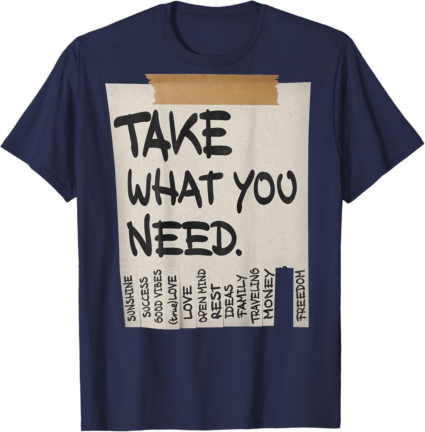 TAKE What You Need X Love Self Love Selflove Back Print T-Shirt - T-Shirt | Navy