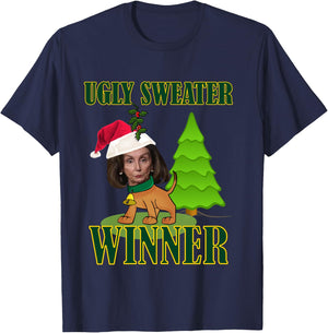 Nancy Pelosi Ugly Sweater Winner Christmas Party Humor T-Shirt - T-Shirt | Navy