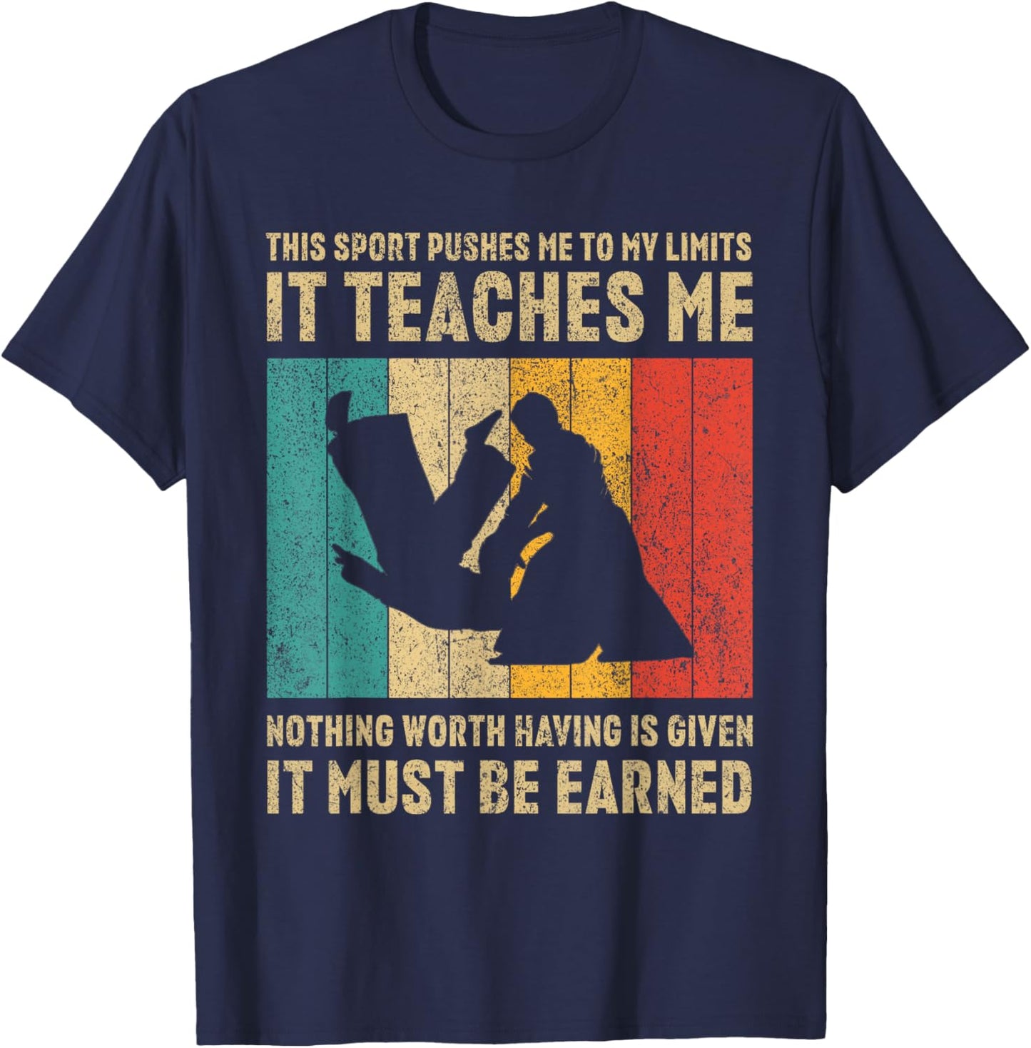 It Must Be Earned Vintage Aikido Martial Arts T-Shirt - T-Shirt | Navy