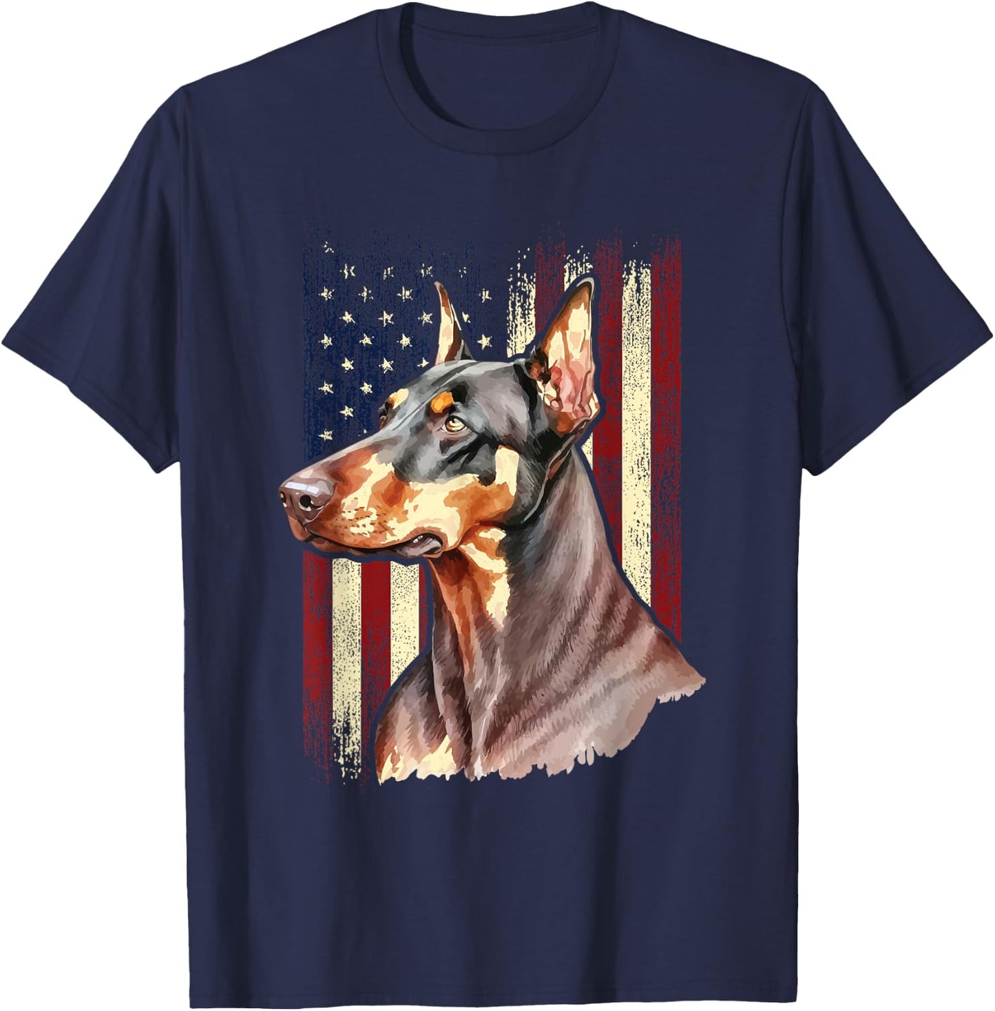 USA American Flag Doberman - Canine Pet Lover Dog Trainer T-Shirt - T-Shirt | Navy