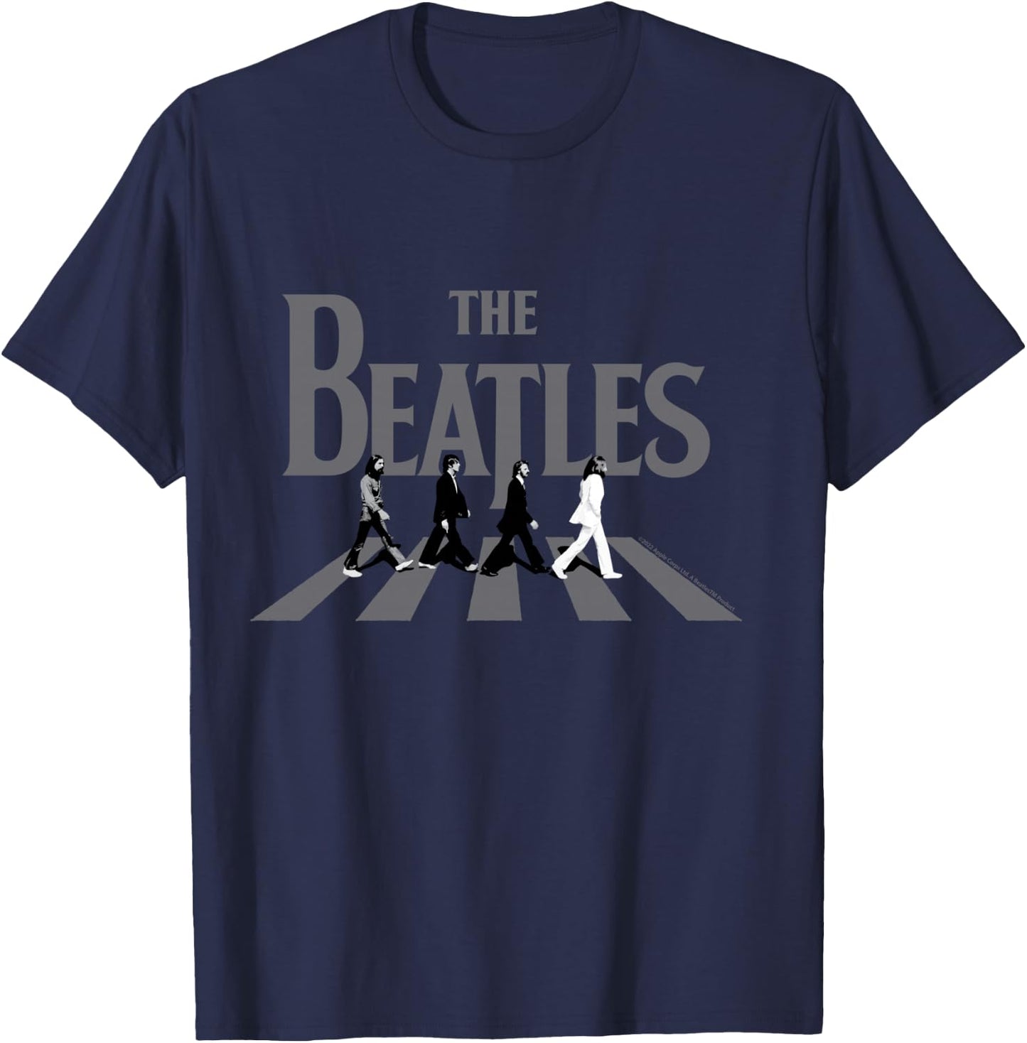 The Beatles Abbey Road Grayscale Album Cover T-Shirt - T-Shirt | Navy
