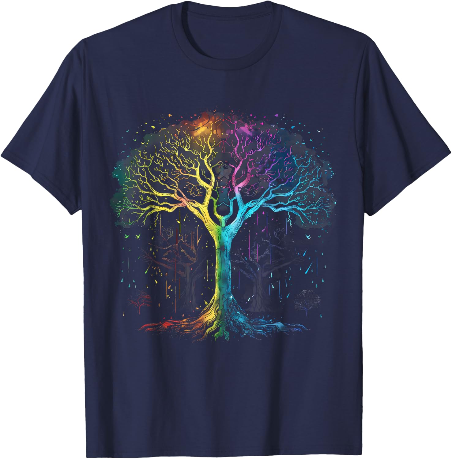 Tree of Life Yggdrasil Rainbow Tree T-Shirt - T-Shirt | Navy