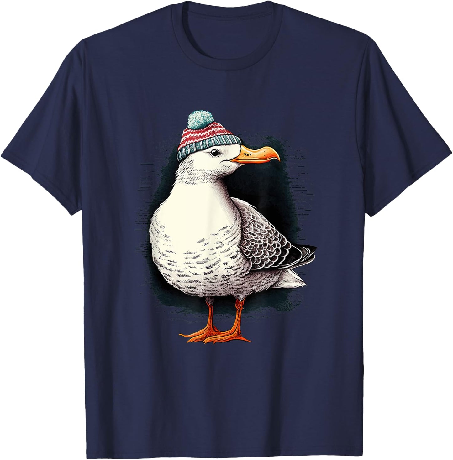 women men apparel: Funny animals design seagull T-Shirt - T-Shirt | Navy