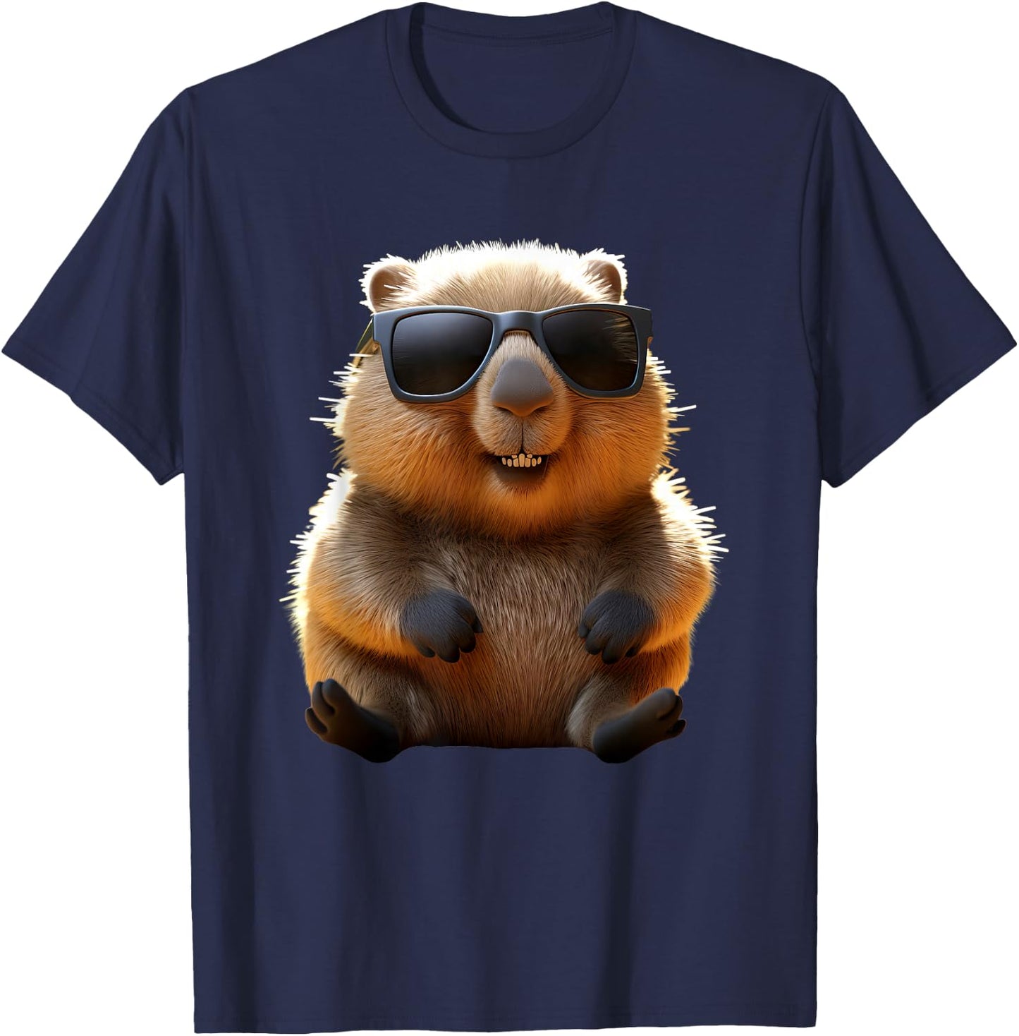 Wombat with Sunglasses Australia Marsupial Cute Wombat , black T-Shirt - T-Shirt | Navy