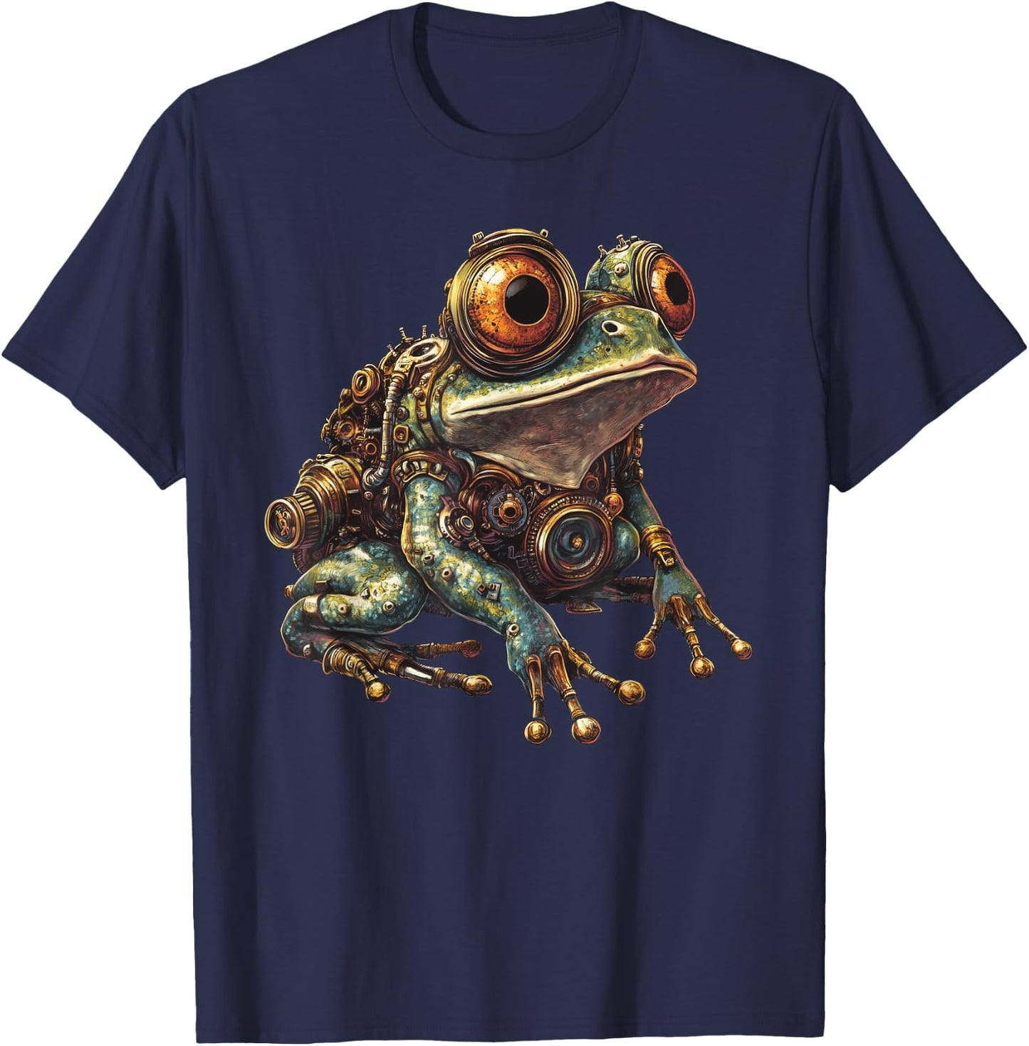 Steampunk Frog Art T-Shirt - T-Shirt | Navy