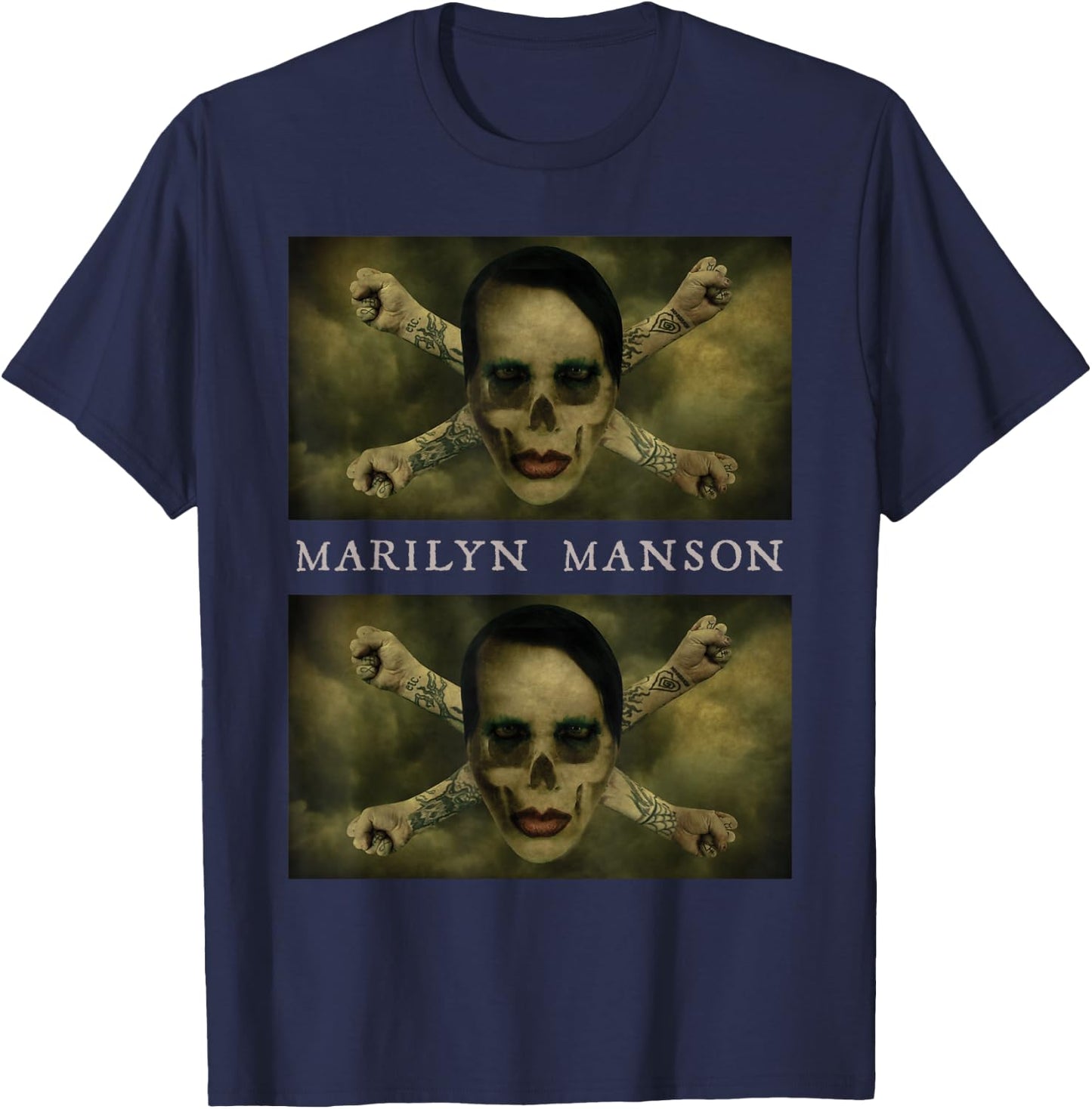 Marilyn Manson – Crossbones , Black, S T-Shirt - T-Shirt | Navy