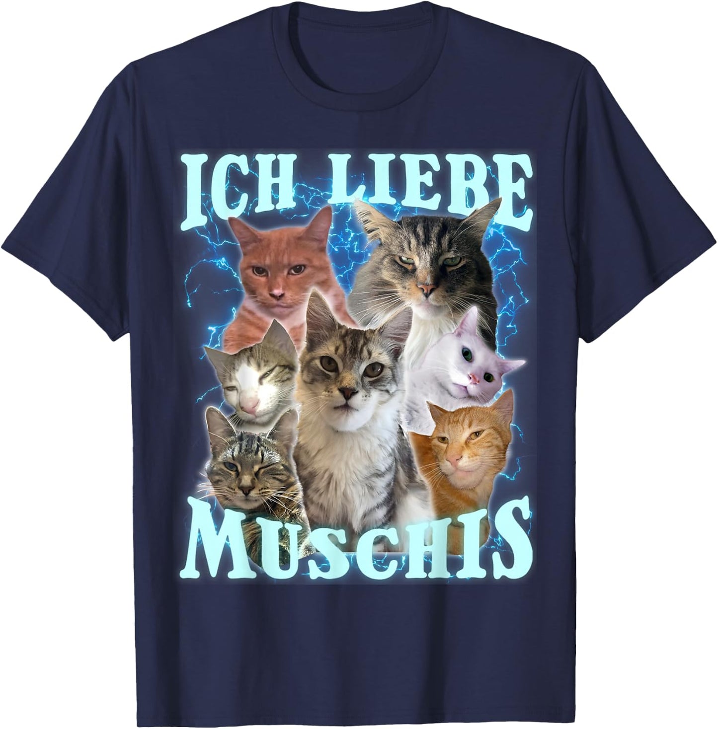 with German Text "Ich Liebe Musch, black T-Shirt - T-Shirt | Navy