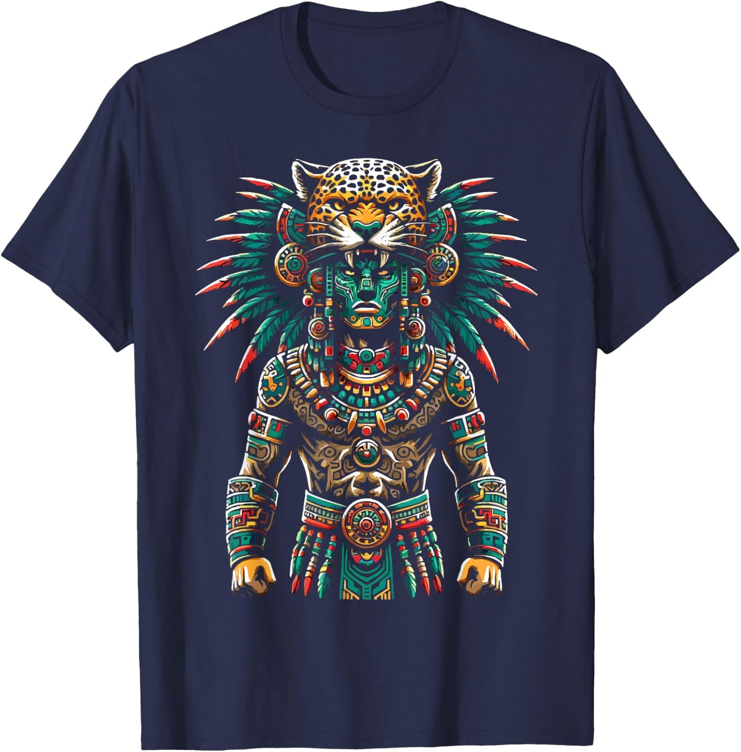 Aztec Jaguar Warrior Aztec Culture Mayan Indigenous T-Shirt - T-Shirt | Navy
