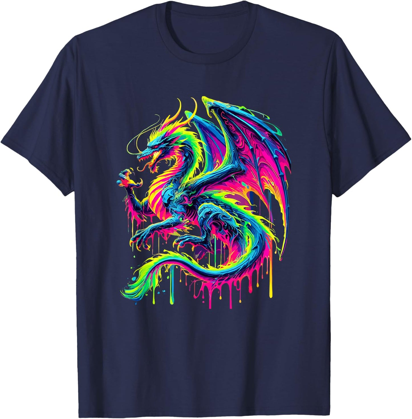 Paint Art Dragon Dragons T-Shirt - T-Shirt | Navy