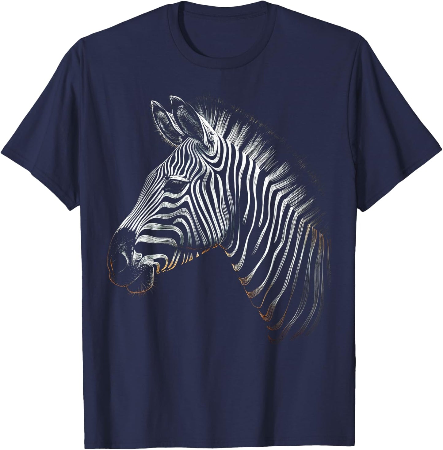 Zebra Lover Artwork | Animal Motif Zebra T-Shirt - T-Shirt | Navy
