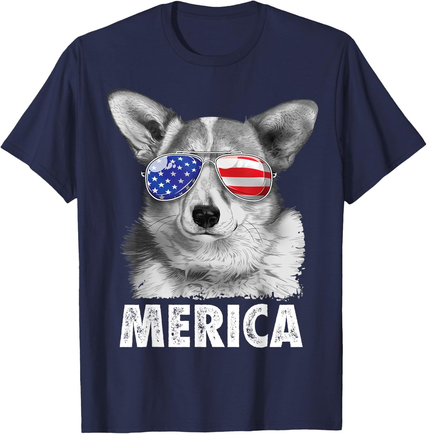 Corgi 4th of July Shirt Merica Men Women USA American Flag T-Shirt - T-Shirt | Navy