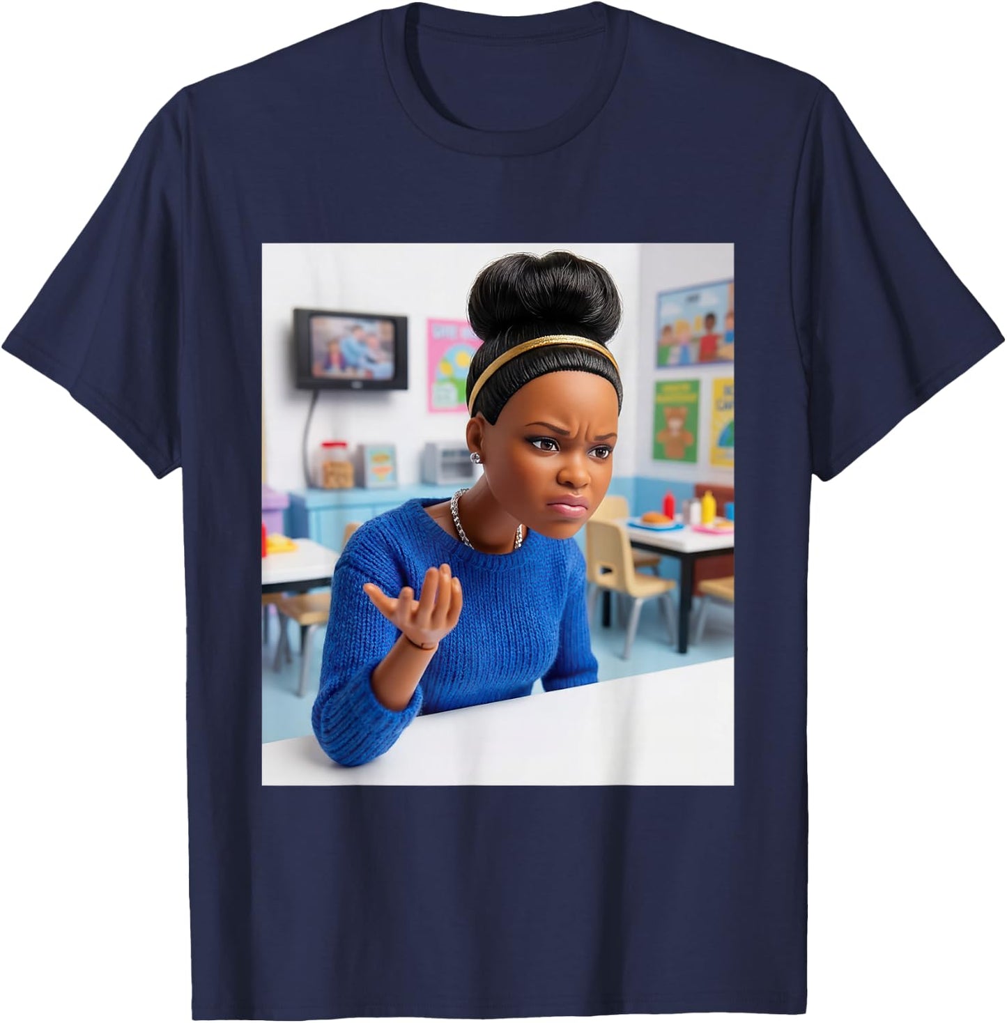 Schwarzes Puppen Humor Lustig Meme Doll Face T-Shirt - T-Shirt | Navy
