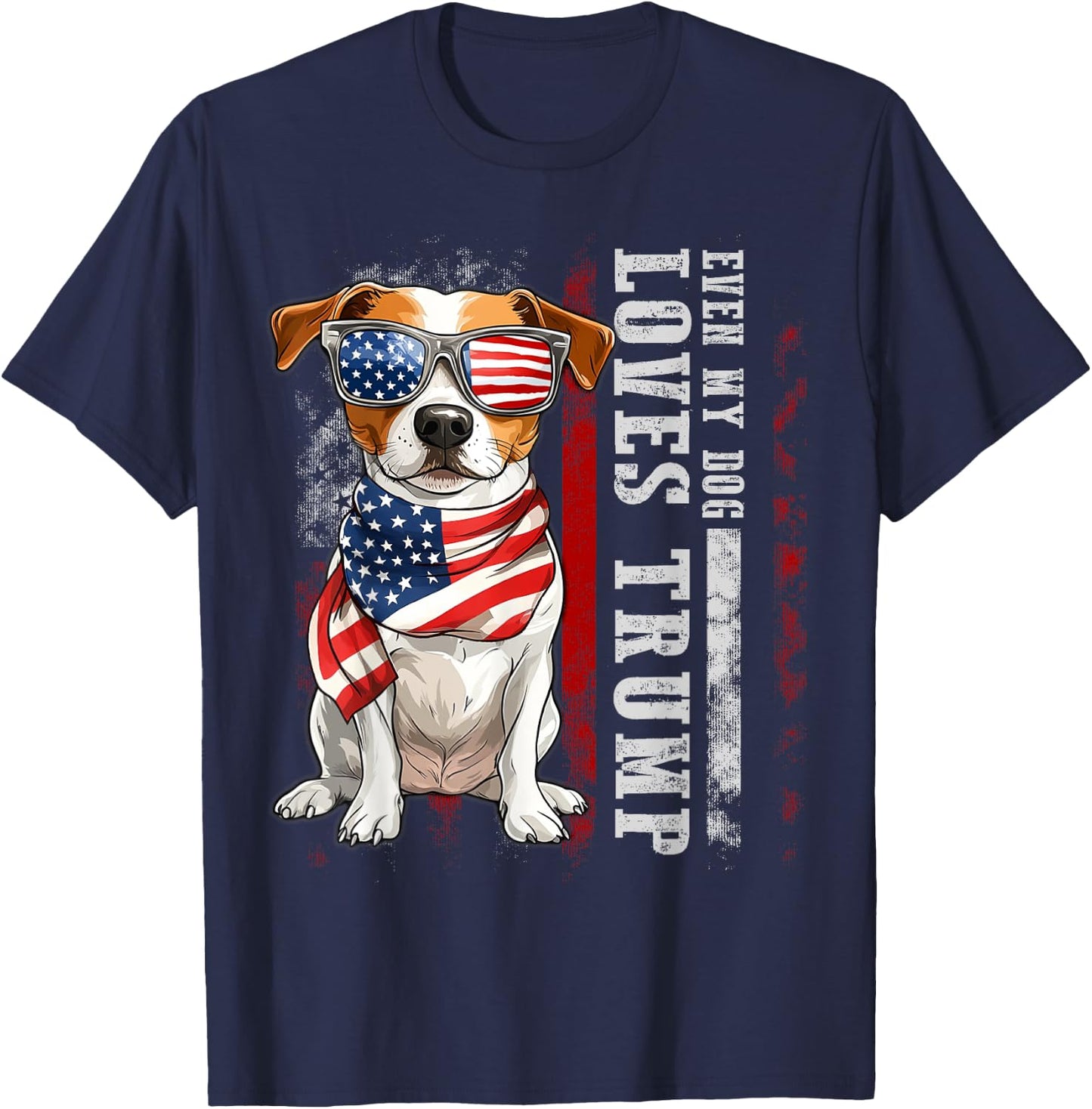 Jack Russell Terrier Even My Dog Loves Trump Funny Men Women Kids T-Shirt - T-Shirt | Navy