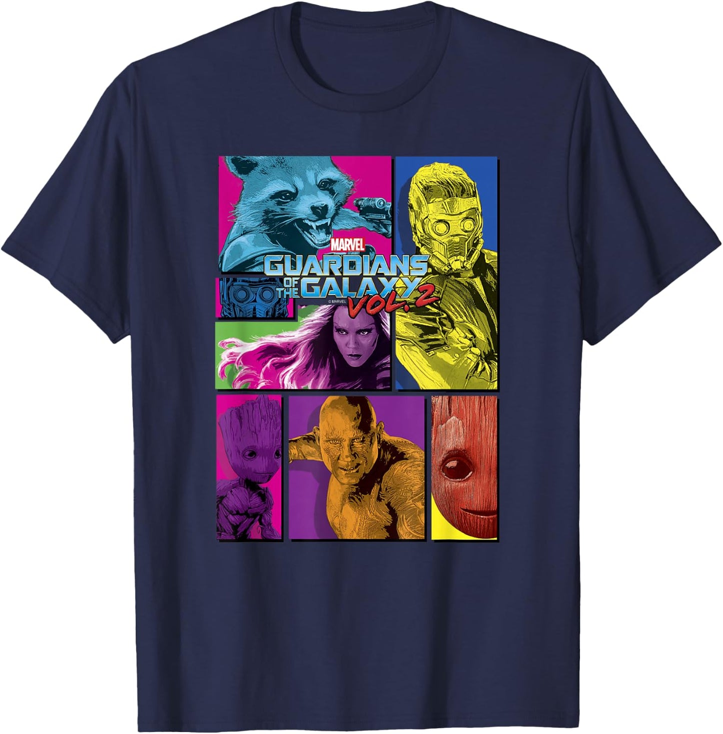 Marvel Guardians of the Galaxy Vol. 2 Group Panels T-Shirt - T-Shirt | Navy