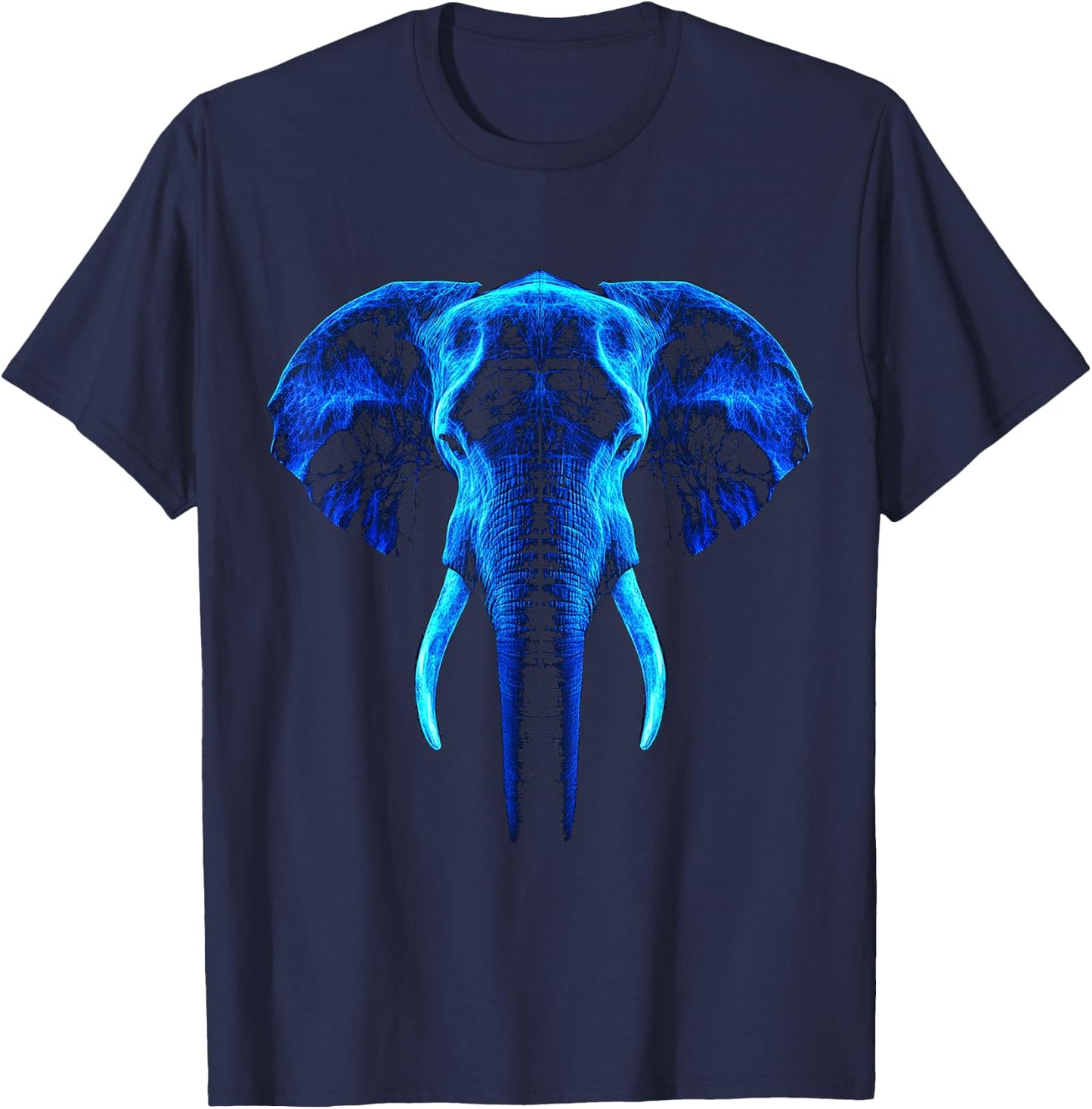 Elephant Blue Eyes Elephant Pattern , Black, S T-Shirt - T-Shirt | Navy