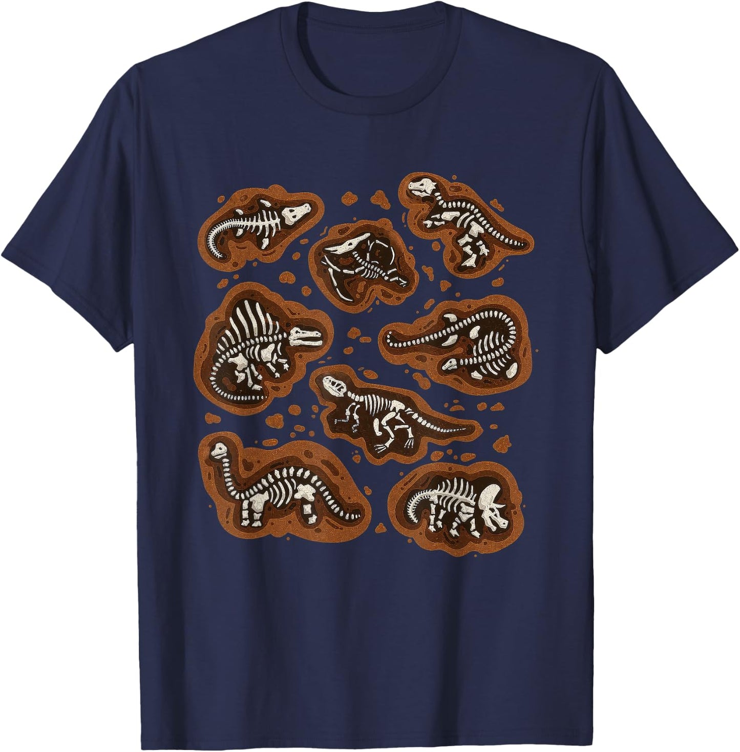 Dinosaur Skeleton Fossil Prehistoric Bones of Dinosaurs T-Shirt - T-Shirt | Navy