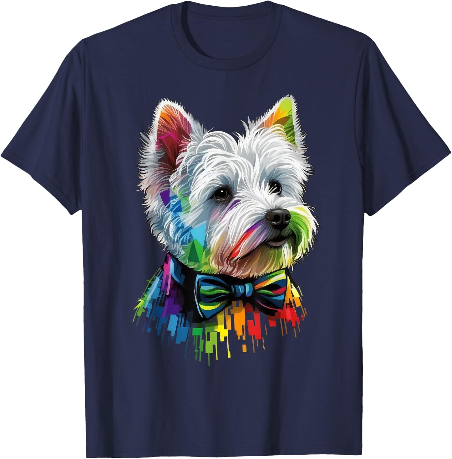 Westie Gay Pride Dog LGBT Rainbow Flag on Westie LGBTQ Men Women Kids T-Shirt - T-Shirt | Navy