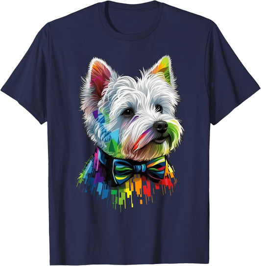 Westie Gay Pride Dog LGBT Rainbow Flag on Westie LGBTQ Men Women Kids T-Shirt - T-Shirt | Navy