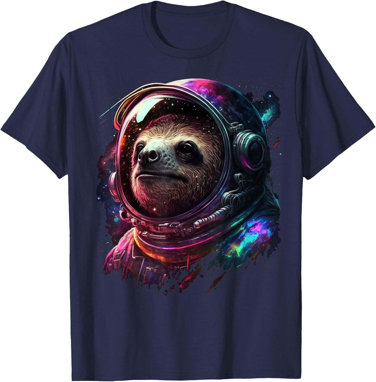 Sloth Astronaut in Space Suit Colorful Cosmos Explorer T-Shirt - T-Shirt | Navy