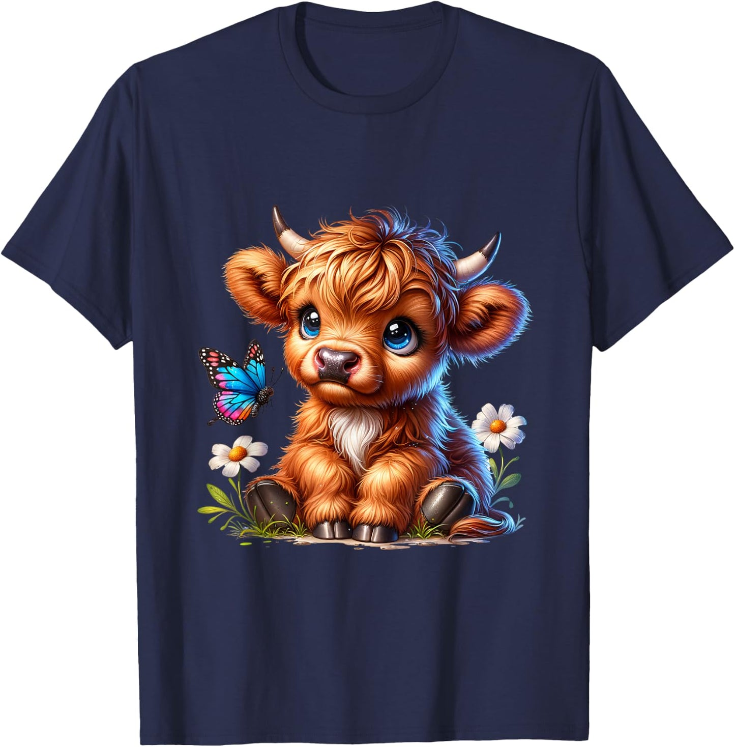 Cow, Scottish Highland Cow, Western Wear, Highland Cow T-Shirt - T-Shirt | Navy