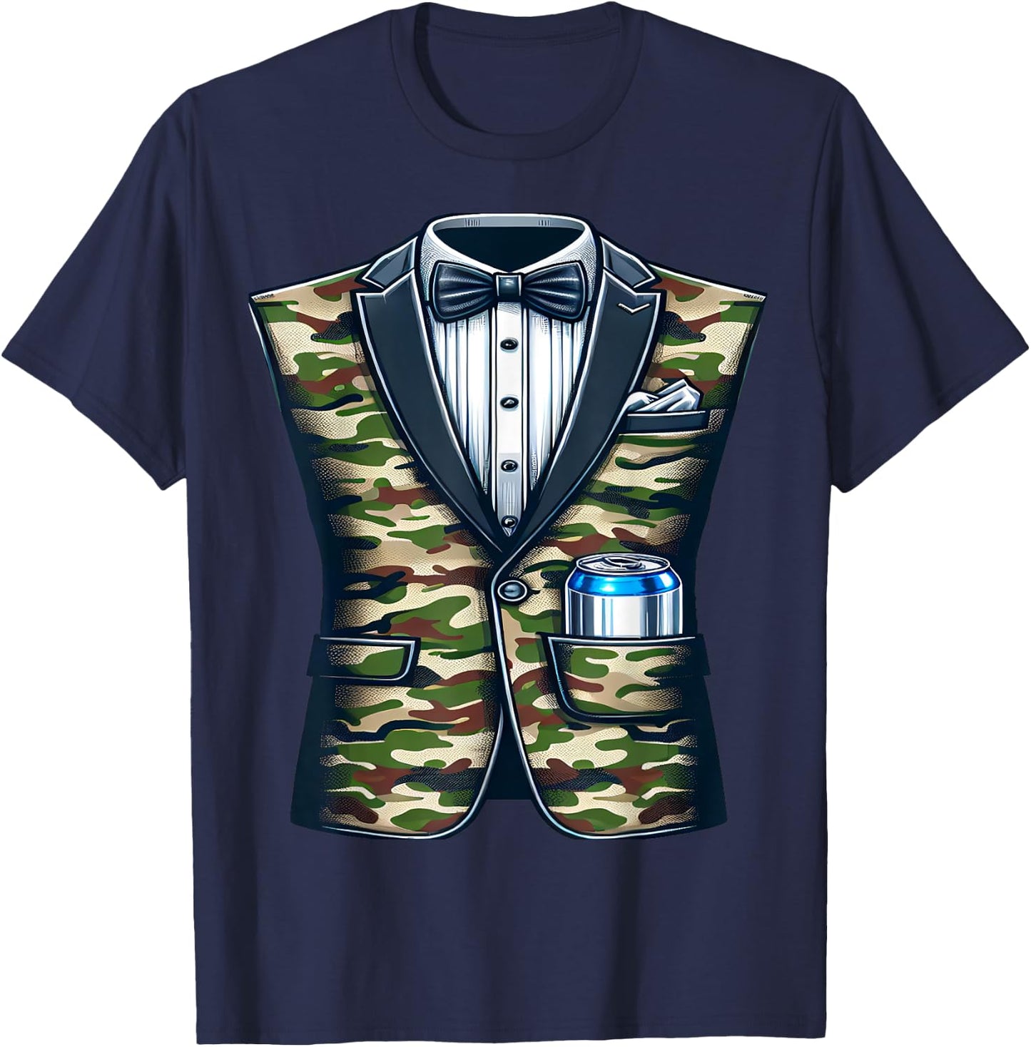 Tuxedo Camouflage with Beer T-Shirt - T-Shirt | Navy