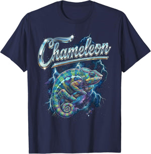 Chameleon Vintage 90s Retro Funny Chameleon 80's Men Women T-Shirt - T-Shirt | Navy