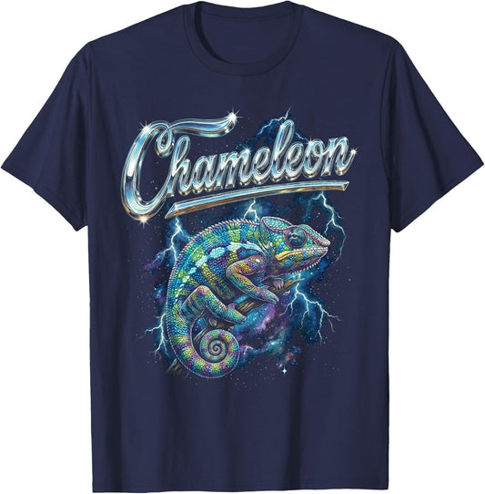 Chameleon Vintage 90s Retro Funny Chameleon 80's Men Women T-Shirt - T-Shirt | Navy