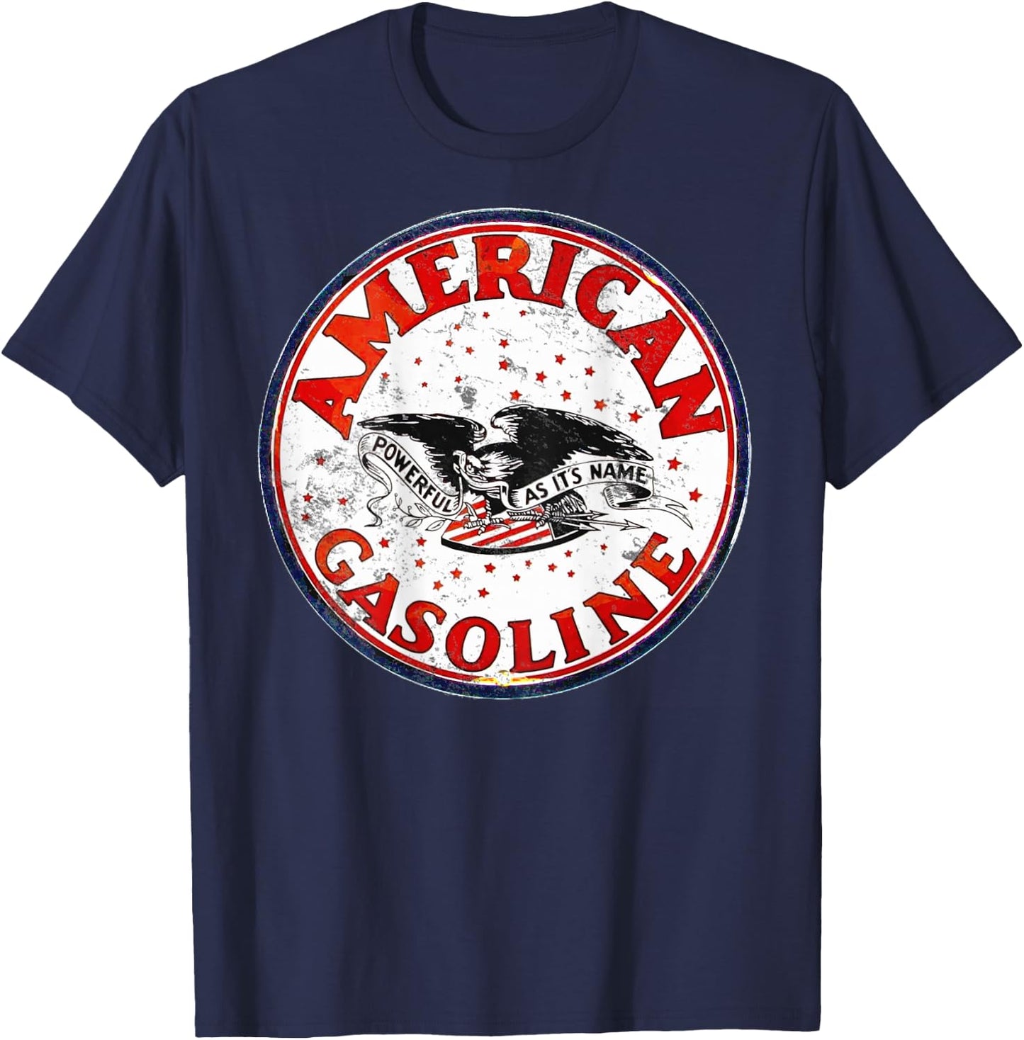 Back Only Print Retro Vintage Gas Station American Gasoline T-Shirt - T-Shirt | Navy