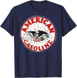 Back Only Print Retro Vintage Gas Station American Gasoline T-Shirt - T-Shirt | Navy